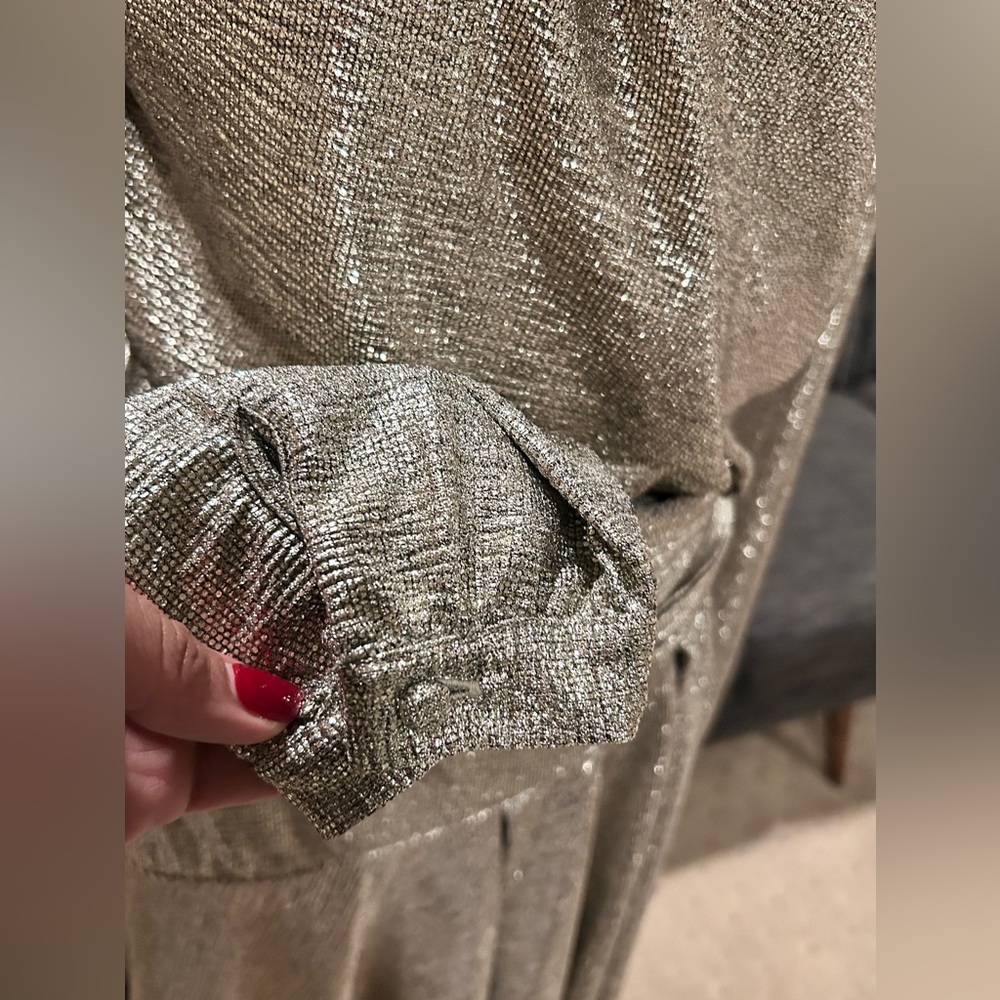 PatBO Cara Lame Mini Wrap Dress Platino Gold - Picture 8 of 11
